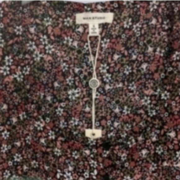 NWT Spring Max Studio Cottagecore Top black Pink Floral print Valentine's Sm - Picture 5 of 16